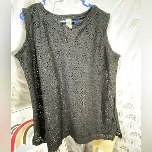 Islander Black Eyelet Tank Top